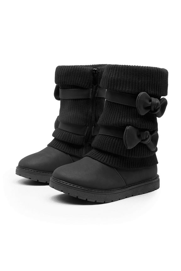 Burudani Girl's Winter Snow Boots Warm Walking Mid Calf Shoes KLOVE BLACK Size 10