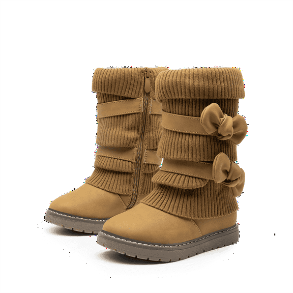 Burudani Girl's Winter Snow Boots Warm Walking Mid Calf Shoes KLOVE CAMEL Size 8