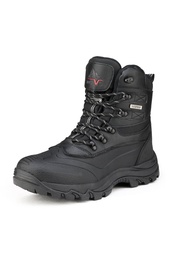 NORTIV 8 Men's Warm Insulated Waterproof Construction Rubber Sole Winter Snow Skii Boots
