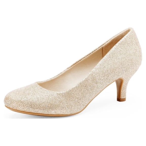 Burudani Women Low Heel Dress Pumps Shoes Round Toe Slip Resistant