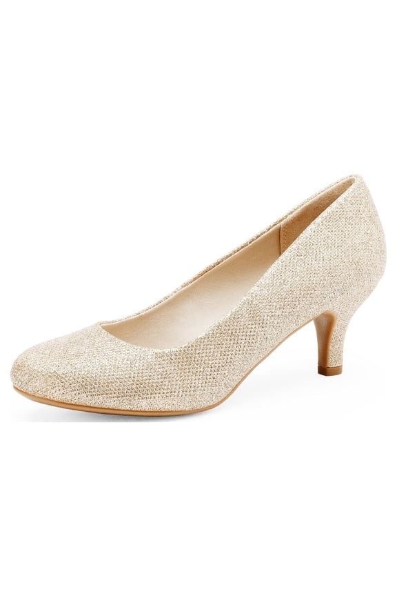 Women Low Heel Dress Pumps Shoes Round Toe Slip Resistant