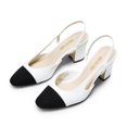thumbnail image 1 of BURUDANI Women Slingback Low Chunky Heels Pumps Ankle Strap Cap Toe Pumps Shoes WHITE Size 8.5, 1 of 8