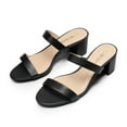thumbnail image 1 of BURUDANI Women's Chunky Heel Sandals Two Strap Open Toe Low Block Dress Pumps Shoes BLACK/PU Size 9, 1 of 8