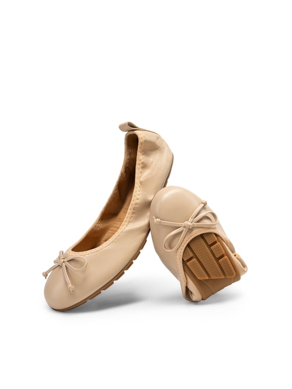 Women’s Flats Scrunch Foldable Ballet Flats Bowknot Round Toe Light Weight Slip-On Dress Shoes