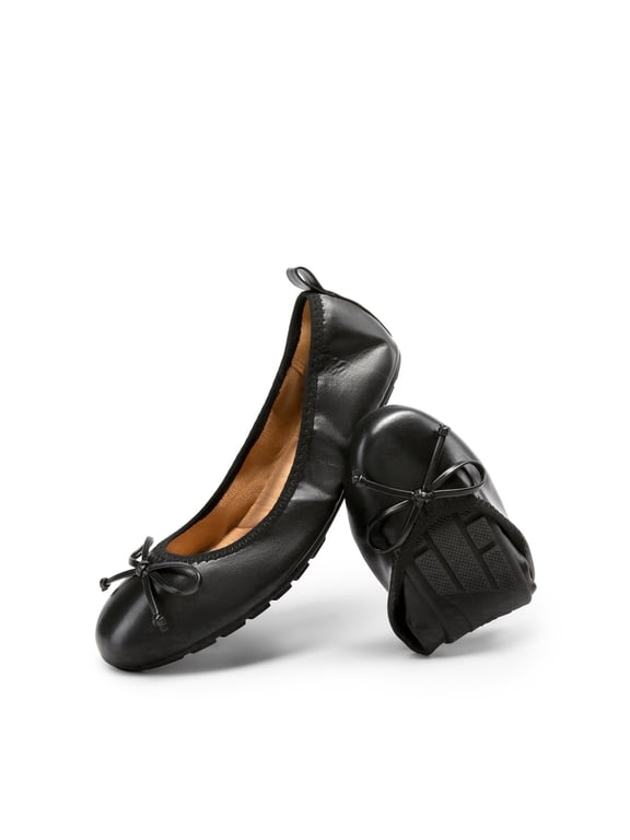 Women's Flats Scrunch Foldable Ballet Flats Bowknot Round Toe Light Weight Slip-On Dress Shoes Wide Width