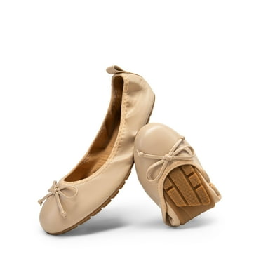 Burudani Women’s Flats Scrunch Foldable Ballet Flats Bowknot Round Toe Light Weight Slip-On Dress Shoes