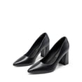 thumbnail image 1 of Burudani Women's High Chunky Heel Pump Closed Toe Block Heels Slip On Dress Pumps Shoes BLACK Size 6.5, 1 of 9