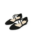thumbnail image 1 of DREAM PAIRS Women's Pointed Toe Ballet Low Wedge Heeled Ankle Strap Flats Shoes Slip-on Dress Shoes BLACK-NUBUCK Size 9, 1 of 10