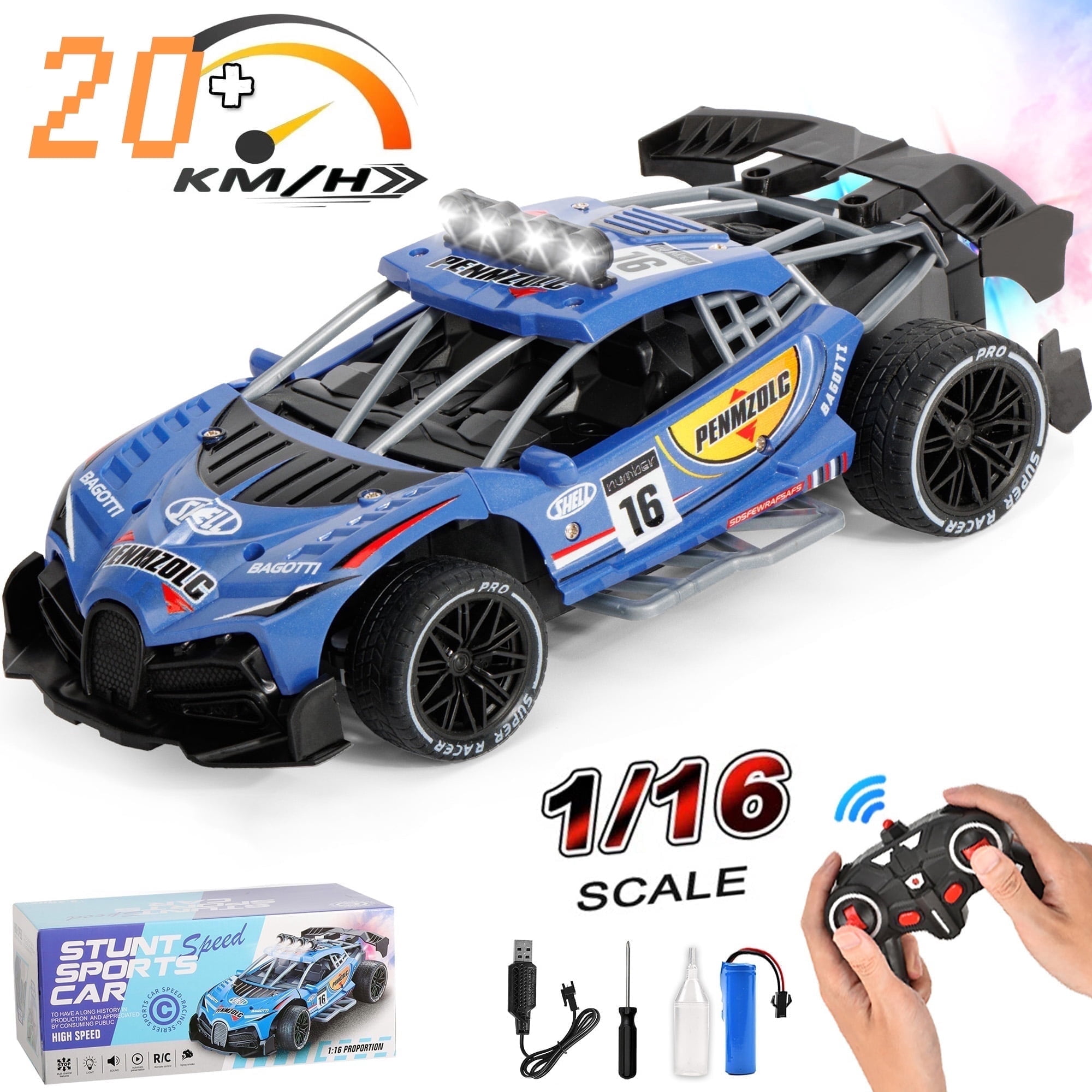 Voiture RC Mostop 1/16 Drift – 4WD, 30+ Km/h, Double Batterie, Pneus Drift Et Course, 2,4 GHz