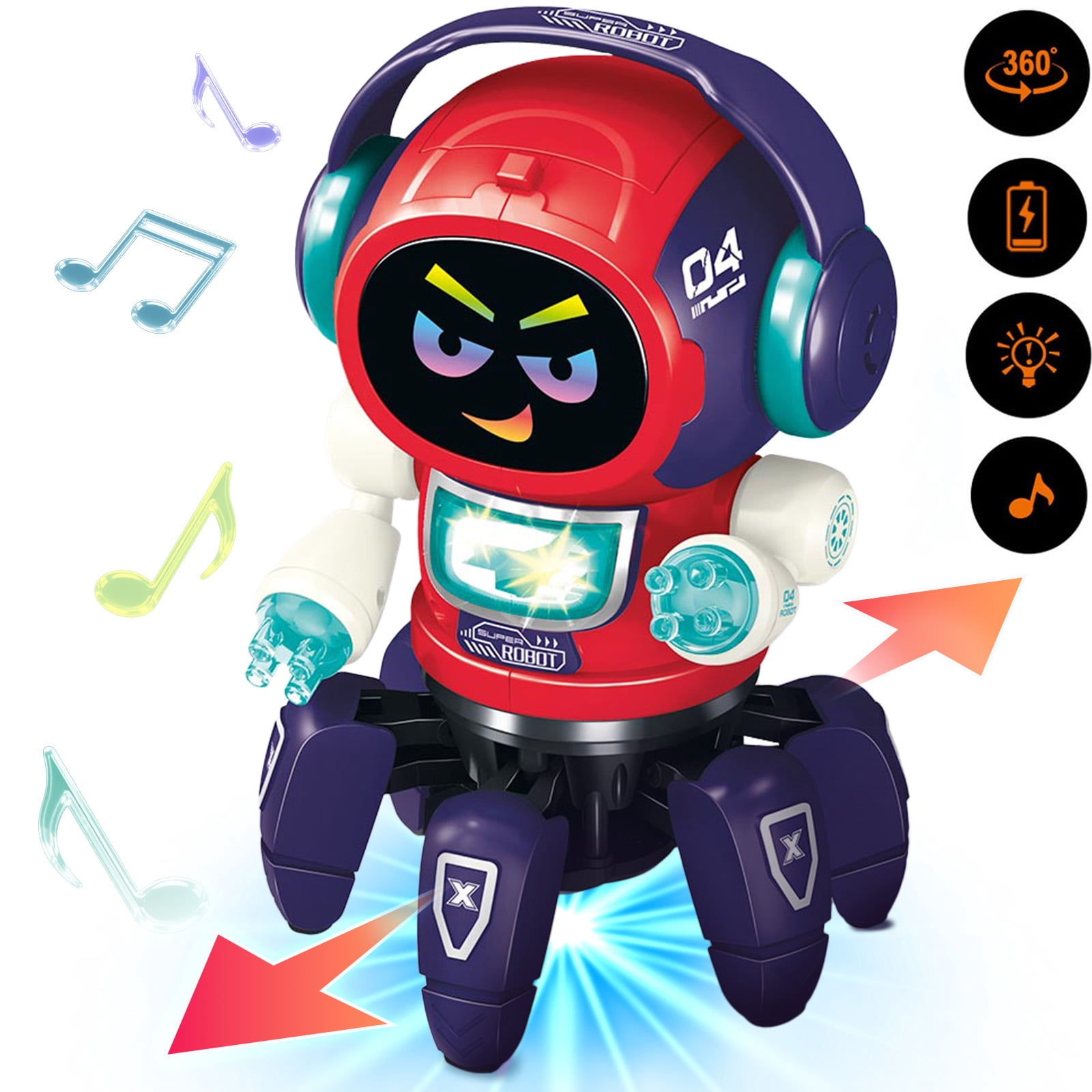Robot Toys for Kids, Intelligent Electronic Walking Dancing Toys with Flashing Lights and Music for Age 3-8 Year Old Boys Girls Gift
