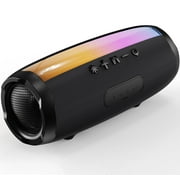 Burufy Portable Bluetooth Speaker for Outdoor,Waterproof Wireless Bluetooth Speakers with LED Lights / TWS Pairing,Black
