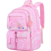 BURUFY School Backpacks for Girls, Kids Fashion School Bookbag Girls School Bags Gifts-Pink