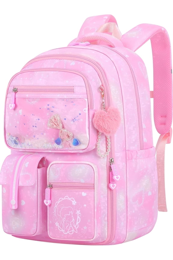 School Backpacks for Girls, Kids Fashion School Bookbag Girls School Bags Gifts-Pink