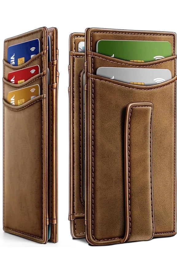 Wallet for Men Slim, Genuine Leather Magnetic Men's Wallet Minimalist RFID Blocking Card Holder, Best Gift