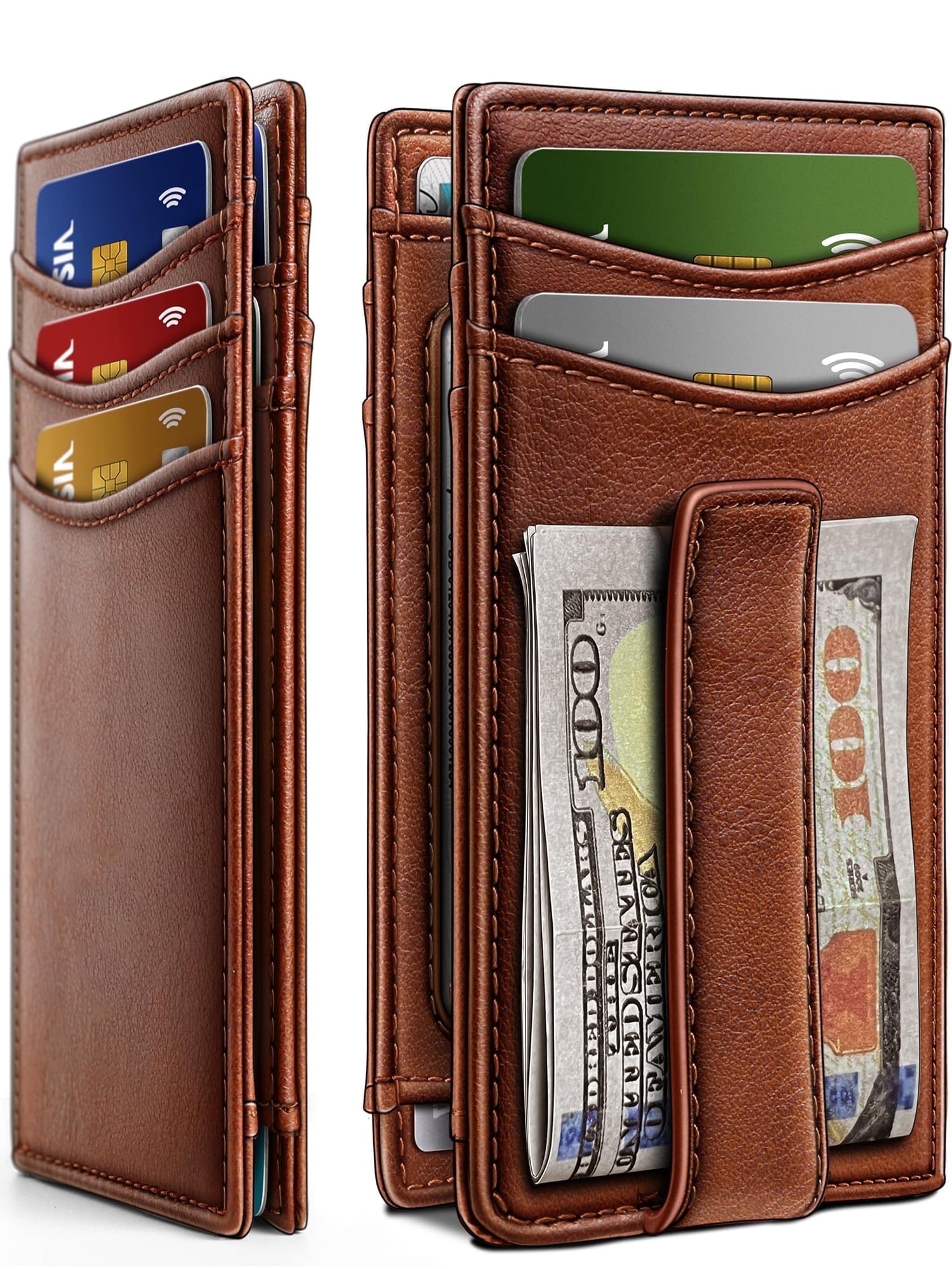 Genuine Leather Slim Card Holder For Men – Minimalist RFID Blocking Wallet
