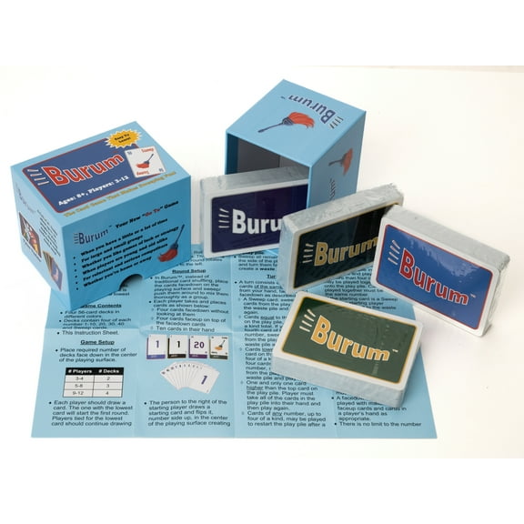 Burum: Makes Sweeping Fun, An Easy to Learn and Play Card Game for Small and Large Groups of 3-12 Players of Family and Friends, Ages 8 and Up