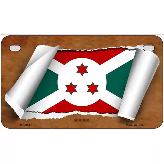 Burundi Flag Scroll Metal Novelty License Plate 7" x 4" Motorcycle