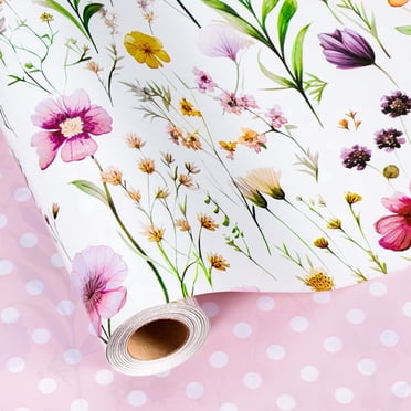 Stra Paper HOMERAL Pink Wrapping Paper Roll, Metallic Holographic Star Gift Wrap ...