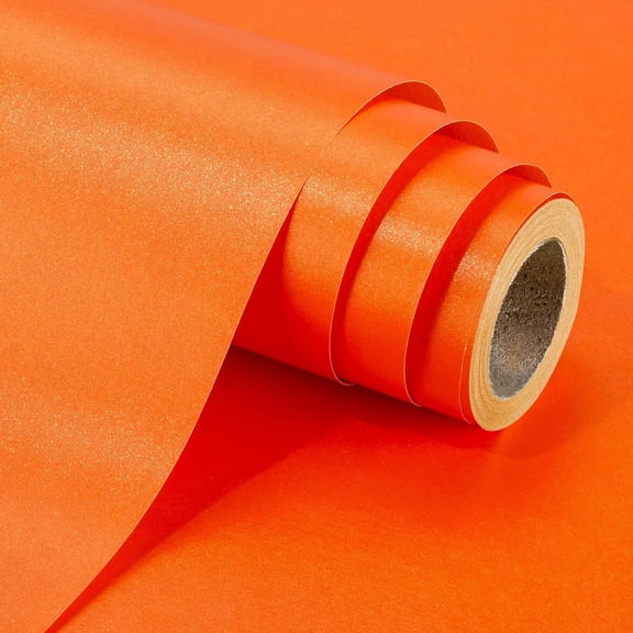 Burymento Orange Wrapping Paper Roll - 17 Inches X 33 Feet - Solid Color Pearly-lustre Gift Wrap Birthday Wrapping Sheets for Baby Shower, Weddings, Christmas and Anniversaries