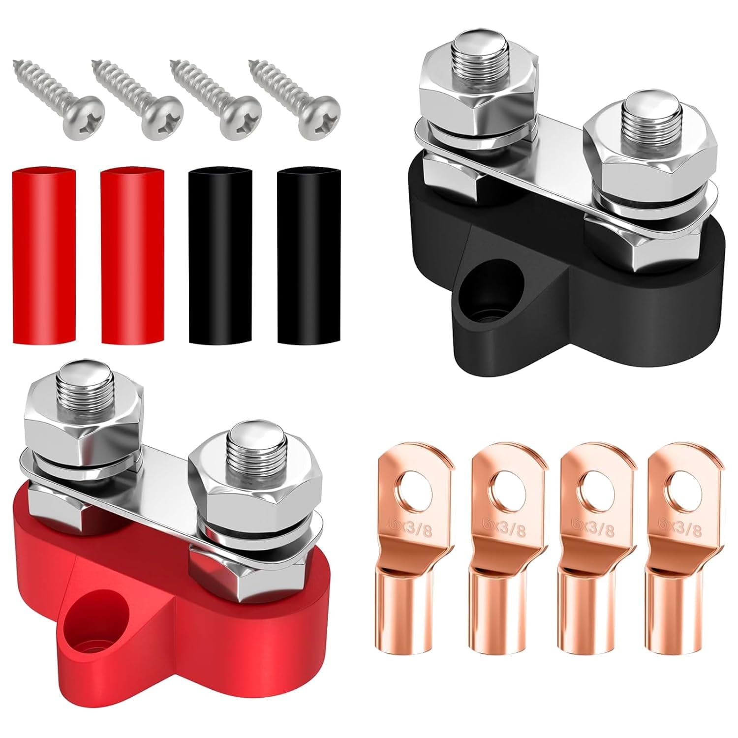 Joinfworld Bus Bar 12V 250A Power Distribution Block 5 16 Dual Studs 12 Volt Terminal Block Busbar Junction Block For Auto Car Marine Boat Positiveandnegative