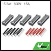 Bus Bar Power Distribution Block 6 Positions Terminal Bus Bar 5 Set 600V 15A Kit