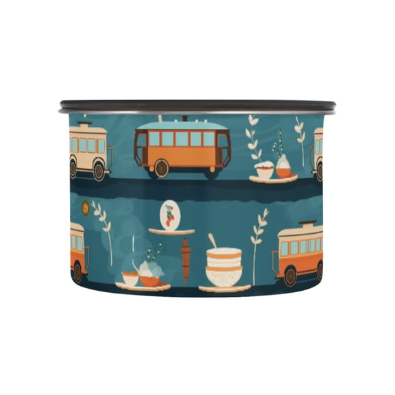 Bus Car Airtight Coffee Bean Canister 17oz Food Storage Containers with Lids For Gournd, Tea, Sugar, Flour, Rice, Cereal, Candy Cookie Jar