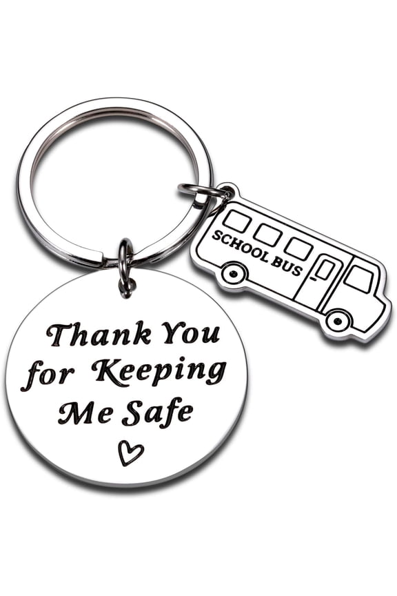 Bus Driver Appreciation Gift Keychain for Men Women School Driver Thank You for Keeping Me Safe School Bus Driver Thank You Gifts for Him Her Birthday Graduation Gifts School Bus Drivers Day Gifts