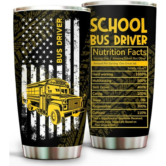 Bus Driver Appreciation Gifts for Men, Women - Gifts, Back To School Cup, Thank My Bus Driver Accessories Cup Tumbler, Bus Driver Retirement Gift Truck Tumbler Insulated 20oz