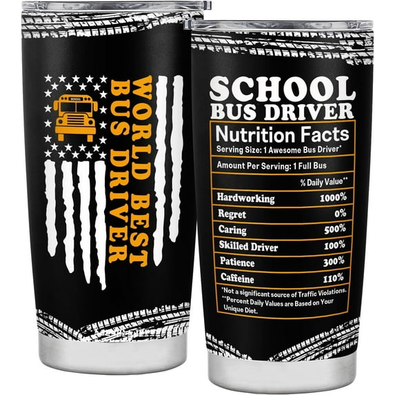 Bus Driver Appreciation Gifts for Men Women School Bus Driver Gifts Back to School Gifts for Kids Gifts for Retired Bus Driver School Bus Driver Tumbler Mug Insulated Cup Stainless Steel with Lid 20OZ