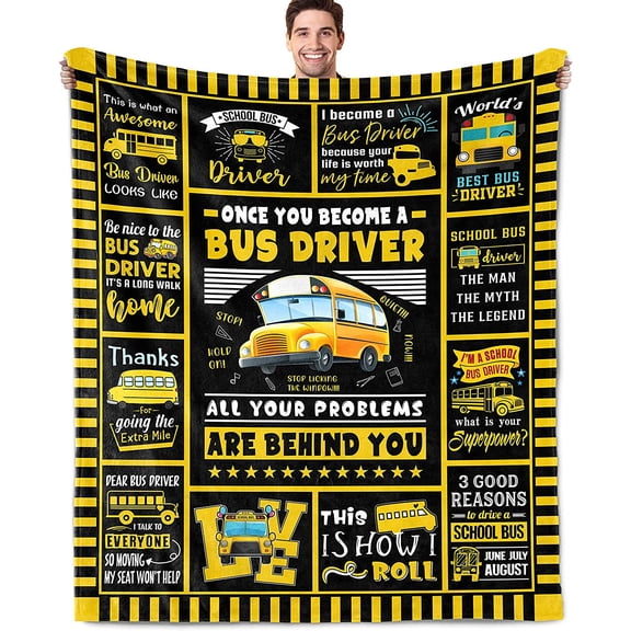 Bus Driver Appreciation Gifts School Bus Driver Gifts for Men Women Birthday Gifts for School Bus Driver Fathers Day Blanket Thank You for School Bus Driver Back to School Throw Blanket 60X50 inch