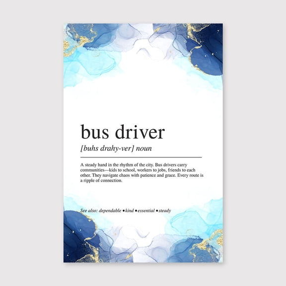 Bus Driver Definition Canvas 8x12 inch, Bus Driver Definition Print, Transportation Career Wall Art, Modern Typography Poster