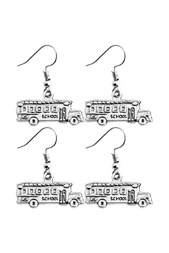 Bus Driver Earrings Set 2 Pairs School-Themed Earrings for Students, Cute Ornament Decorations