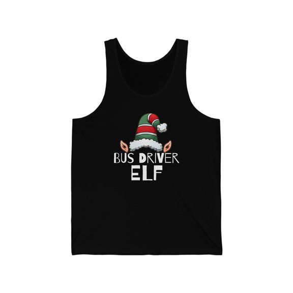 Bus Driver Elf Unisex Tank top, XS-2XL Christmas Holidays Xmas Elves