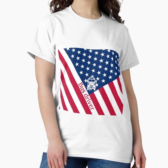 Bus Driver Flag Usa T-Shirt
