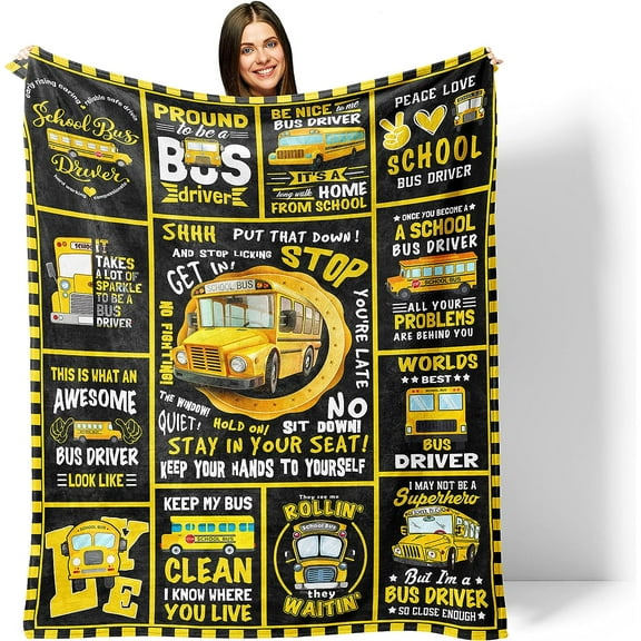 Bus Driver Gifts Blanket, Bus Driver Appreciation Gifts, School Bus Driver Gifts for Men Women, Birthday Gifts for Bus Driver, Thank You for School Bus Driver Back to School GiftsThrow Blanket 60"x50"