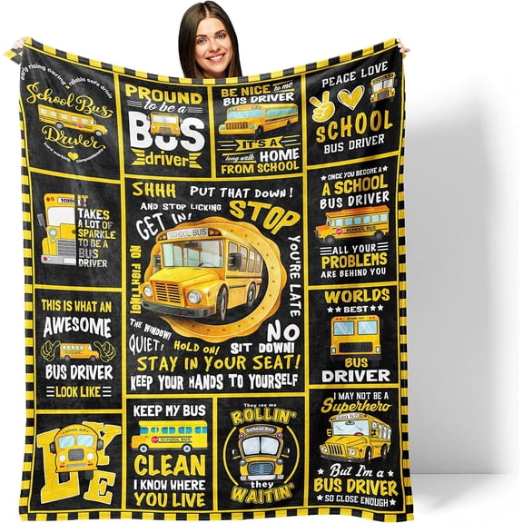 Bus Driver Gifts Blanket, Bus Driver Appreciation Gifts | Birthday Gifts for Bus Driver, Thank You for School Bus Driver Back to School Gifts Throw Blanket 60"x50"
