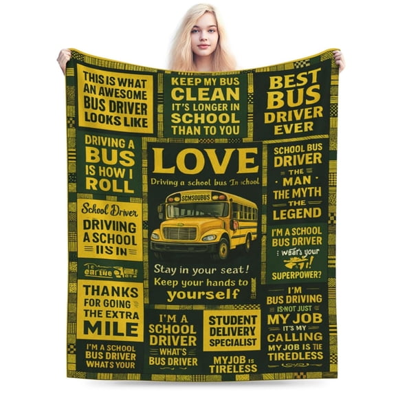 Bus Driver Gifts Blanket,Bus Driver Appreciation Gifts, School Bus Driver Gifts for Men Women, Birthday Gifts for Bus Driver, Thank You for School Bus Driver Back to School GiftsThrow Blanket 50x40
