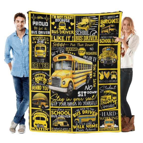 Bus Driver Gifts Blanket,Bus Driver Appreciation Gifts, School Bus Driver Gifts for Men Women, Birthday Gifts for Bus Driver, Thank You for School Bus Driver Back to School GiftsThrow Blanket