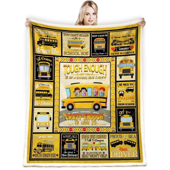 Bus Driver Gifts Blanket, School Bus Driver Gifts for Women Men, Bus Driver Appreciation Gifts, Birthday Gift for Bus Driver, Thank You for School Bus Driver Back to School Throw Blanket 60"x50"