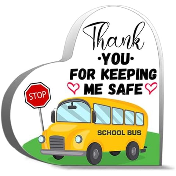 Bus Driver Gifts For Women Men School Bus Driver Appreciation Gifts School Bus Driver Graduation Plaque Desk Decor Acrylic Heart 6"X6"