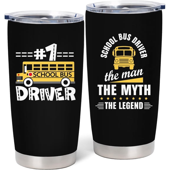 Bus Driver Gifts for Men - School Bus Driver Appreciation Gifts - Best Bus Driver Ever Gift - Funny Bus Drivers Gift Ideas, 20 oz Stainless Steel Tumbler With Lid & Straw