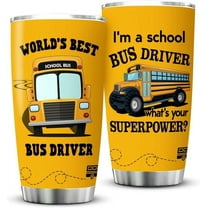 Bus Driver Gifts for Men Women School Bus Driver Appreciation Gifts Bus Driver Tumbler Gifts for Bus Drivers Back to School Gifts Coffee Stainless Steel Tumbler with Lid And Straws 20oz
