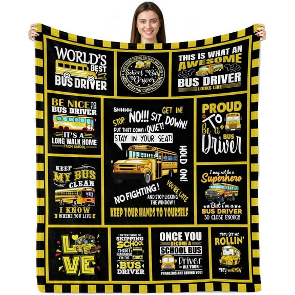 Bus Driver Gifts for Women Men, School Bus Driver Gifts Blanket 50"X60", Bus Driver Appreciation Gifts, Birthday Gifts for Bus Driver, Thank You for School Bus Driver Throw Blanket