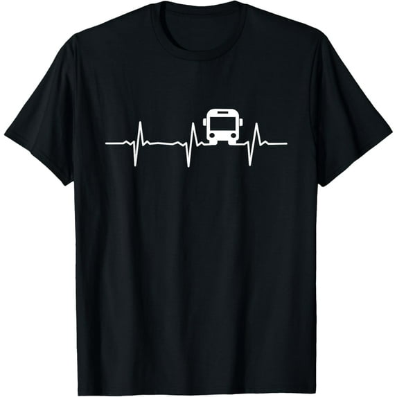 Bus Driver Heartbeat - Schoolbus Driver School Bus T-Shirt men and women can wear, black, white, gifts