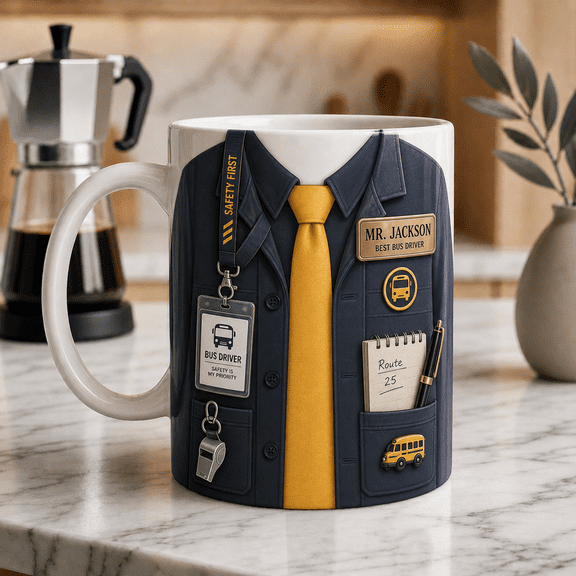 Bus Driver Mug Personalized Custom Name Coffee Cup Gift for School Bus Driver