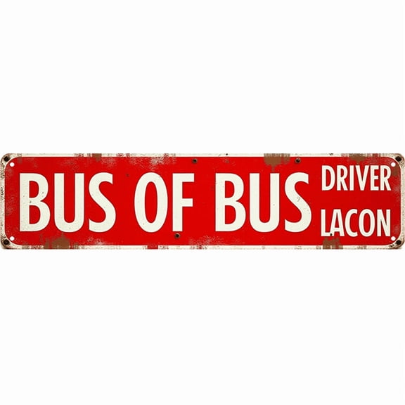 Bus Driver Tin Decor 16*4 Inches "BUS OF BUS DRIVER LACON" Station/Office Wall Art - Retro Transit Accent, Bus Decor, Driver Metal Sign