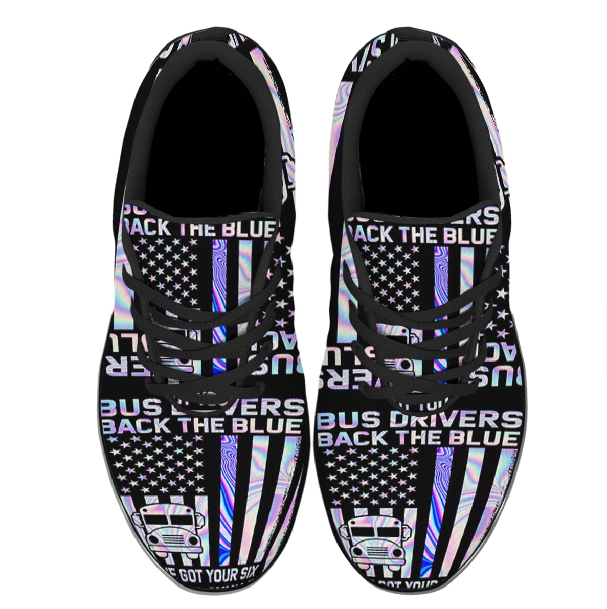 Bus Drivers Back The Blue Shoes Women's Fashion Sneakers Tennis Running Shoes for Men Women Black Size 3.5