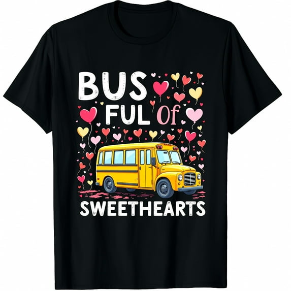 Bus Full of Sweethearts Valentines School Bus Driver Graphic Crew Neck ...
