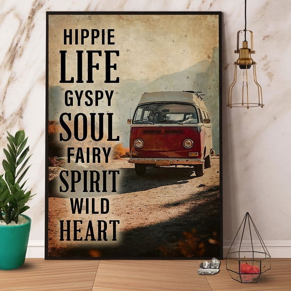 Bus Hippie Life Gyspy Soul Fairy Spirit Wild Heart Paper Poster No Frame Matte Wall Art Decor 11 x 17 Inch Poster