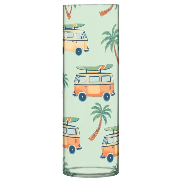 Bus Palm Tree Vase Flower Vase Clear Unbreakable Plastic Tall Decorative 11.8in
